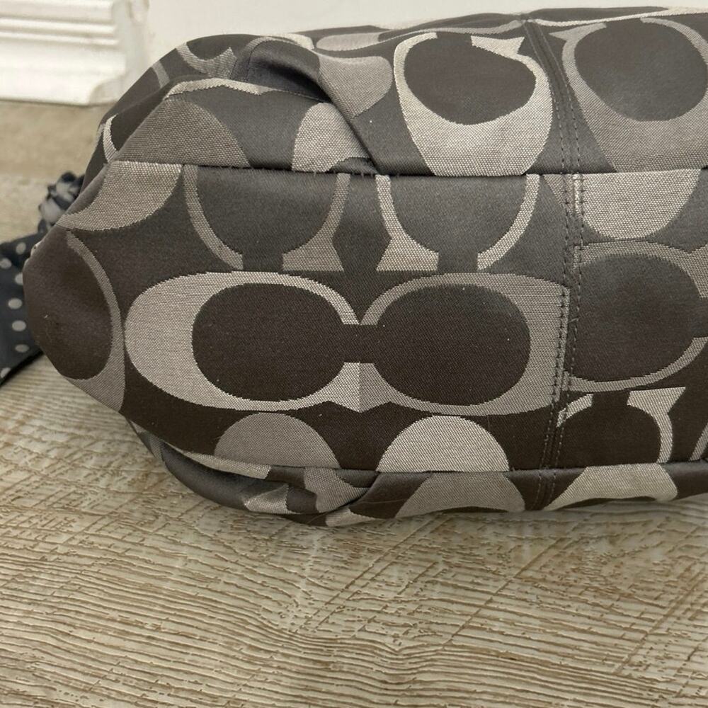 Y2K Coach Brooke Op Art Logo Mania Slouchy Hobo Bag Gray/Brown Metallic F17673 - Picture 10 of 16